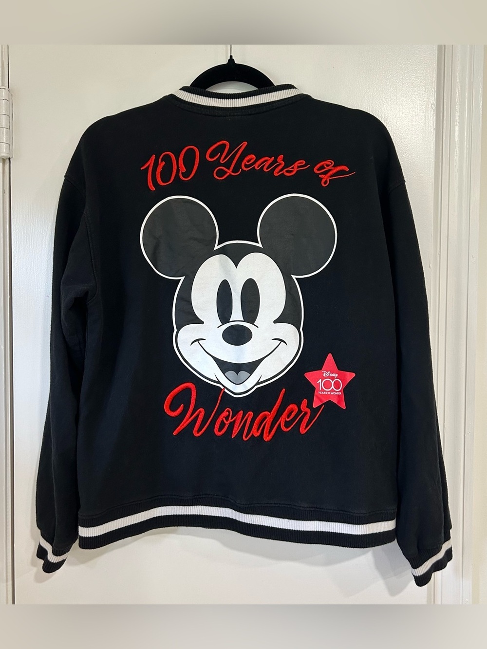 Disney 100 Years Embroidered Mickey Bomber Jacket Size Medium Minnie